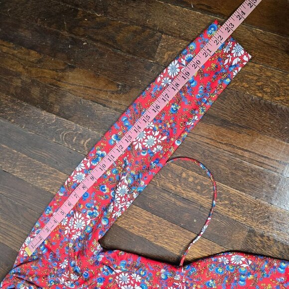 Vintage 60s 70s Red Prairie Floral Bohemian Dream Dress - Picture 15 of 16